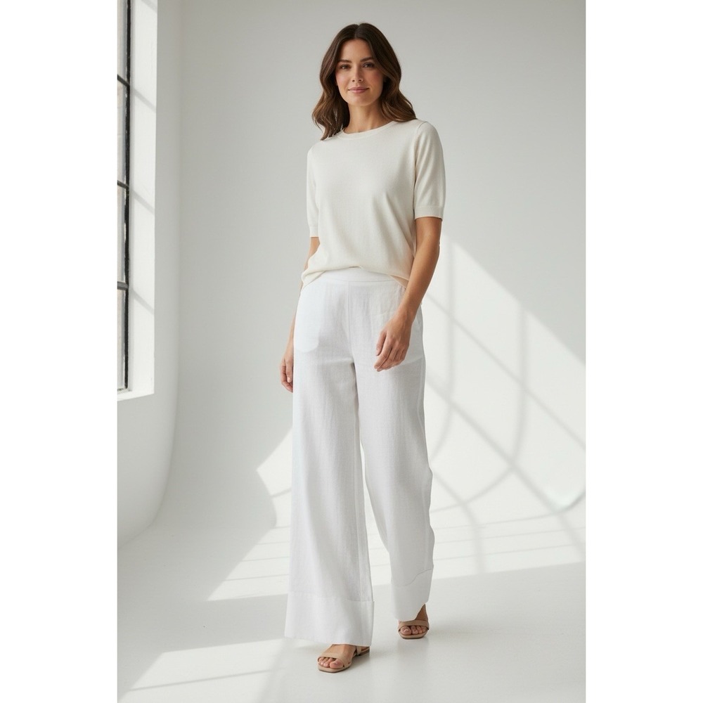 Lafayette 148 White Linen Pants Lined Womans SZ 14 Professional, Designer